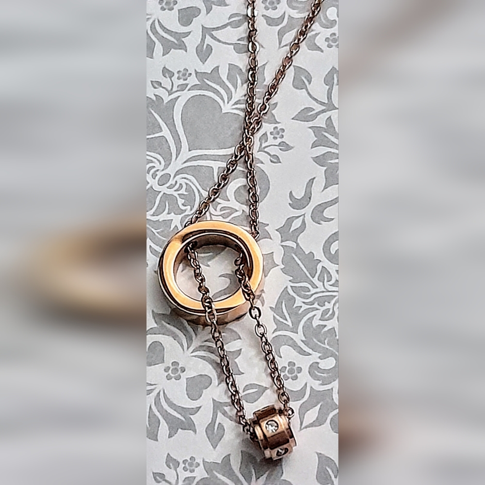 Golden Rose Toned Necklace and Charm - Picture 2 of 3